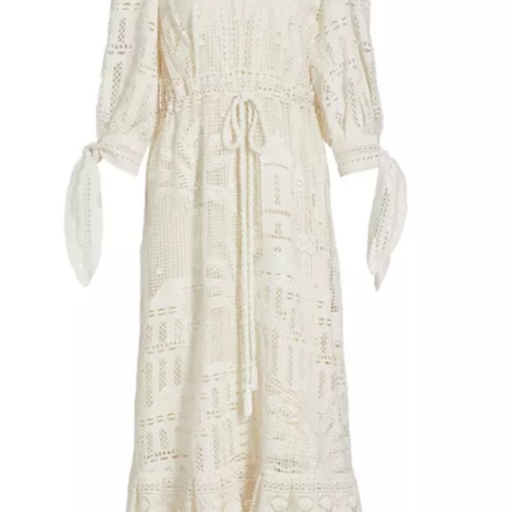Farm Rio off white lace guipure Morada Boa dress